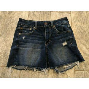 American Eagle Denim Shorts size 2 Super Stretch Distressed Short Frayed Cut Off
